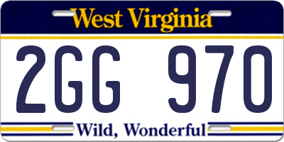 WV license plate 2GG970