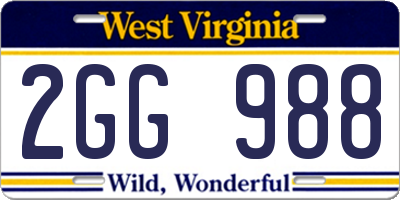 WV license plate 2GG988