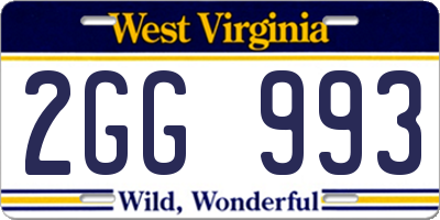 WV license plate 2GG993