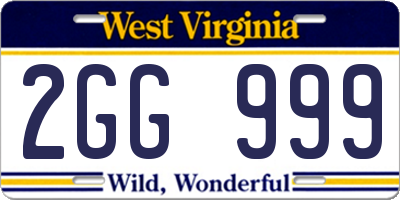 WV license plate 2GG999