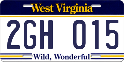 WV license plate 2GH015