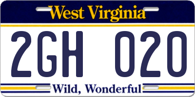 WV license plate 2GH020
