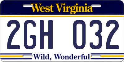 WV license plate 2GH032