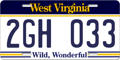 WV license plate 2GH033