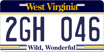WV license plate 2GH046