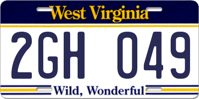 WV license plate 2GH049