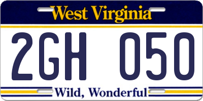 WV license plate 2GH050