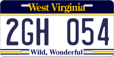 WV license plate 2GH054