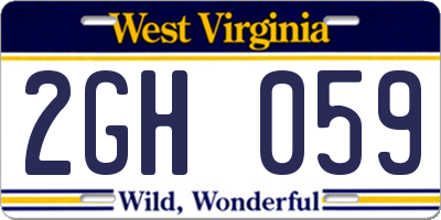 WV license plate 2GH059