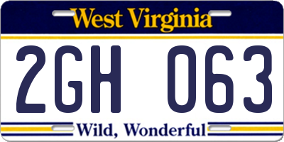 WV license plate 2GH063