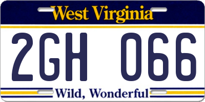 WV license plate 2GH066