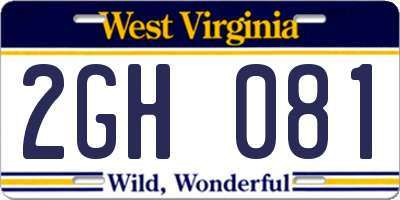 WV license plate 2GH081
