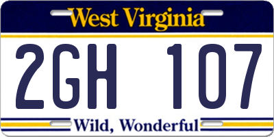 WV license plate 2GH107