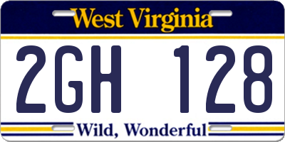 WV license plate 2GH128