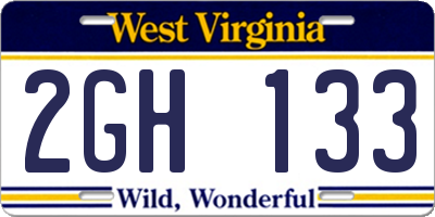 WV license plate 2GH133