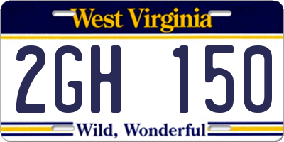 WV license plate 2GH150