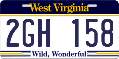 WV license plate 2GH158