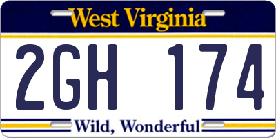 WV license plate 2GH174