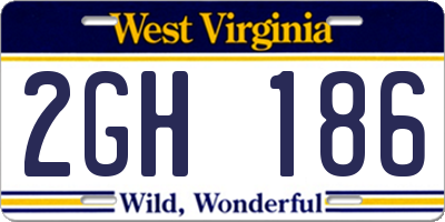 WV license plate 2GH186