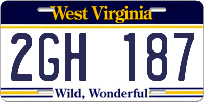WV license plate 2GH187