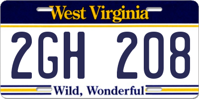 WV license plate 2GH208