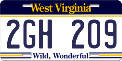 WV license plate 2GH209