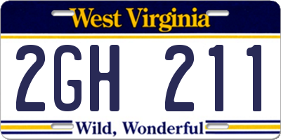 WV license plate 2GH211