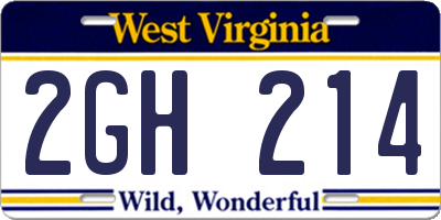 WV license plate 2GH214