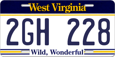 WV license plate 2GH228