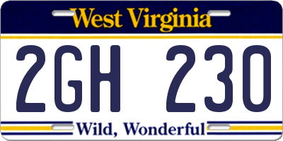 WV license plate 2GH230