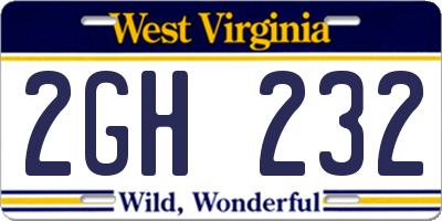 WV license plate 2GH232