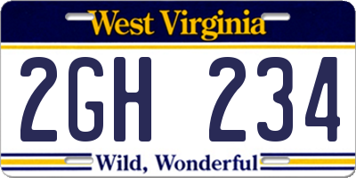 WV license plate 2GH234