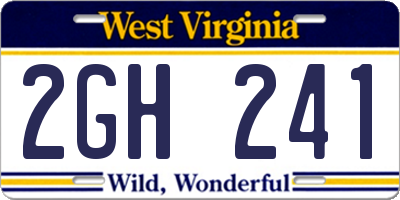WV license plate 2GH241