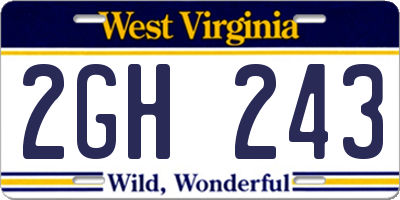 WV license plate 2GH243