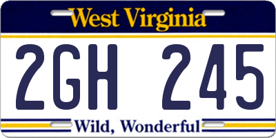 WV license plate 2GH245