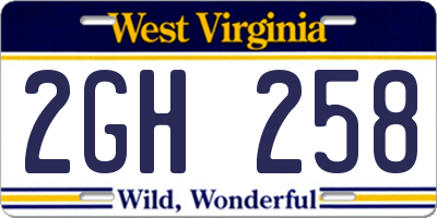 WV license plate 2GH258