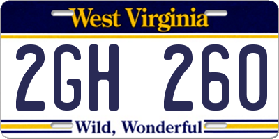 WV license plate 2GH260