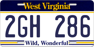 WV license plate 2GH286