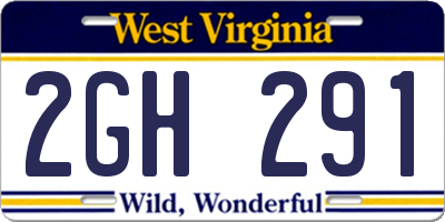 WV license plate 2GH291