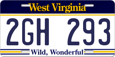WV license plate 2GH293