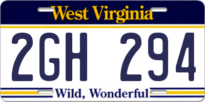 WV license plate 2GH294