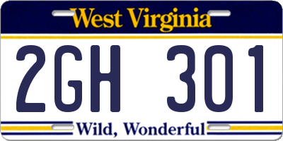 WV license plate 2GH301