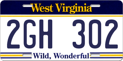 WV license plate 2GH302