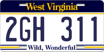 WV license plate 2GH311