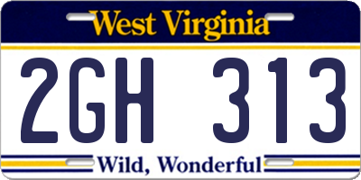 WV license plate 2GH313