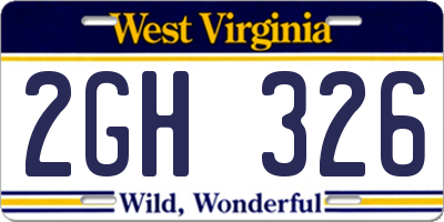 WV license plate 2GH326