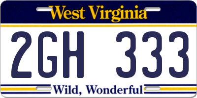 WV license plate 2GH333