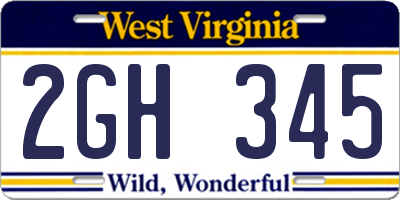 WV license plate 2GH345