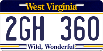 WV license plate 2GH360