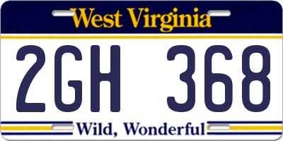 WV license plate 2GH368